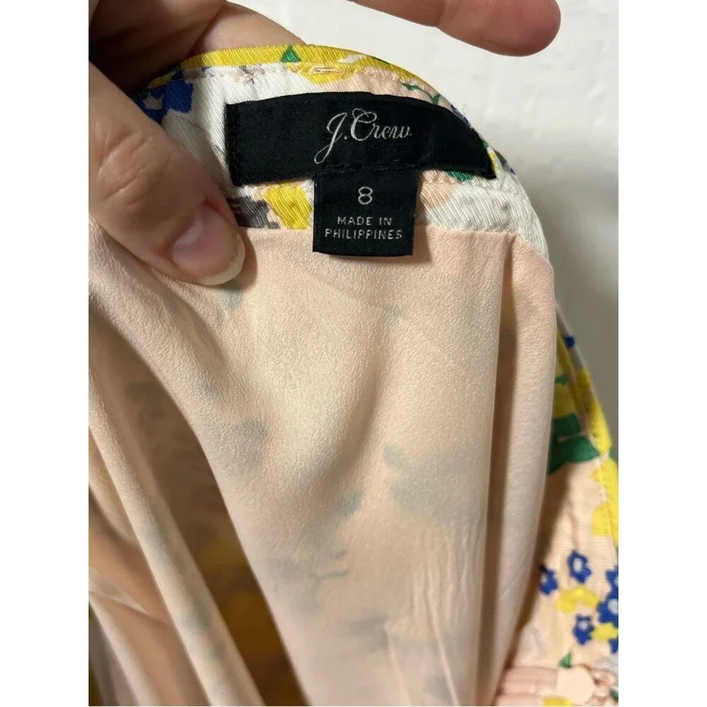 J Crew Tamara Lemon Yellow Floral Midi Slip Skirt Sz 8